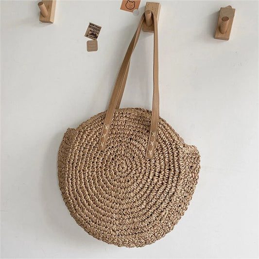 Summer Round Straw Women Woven Shoulder Bag