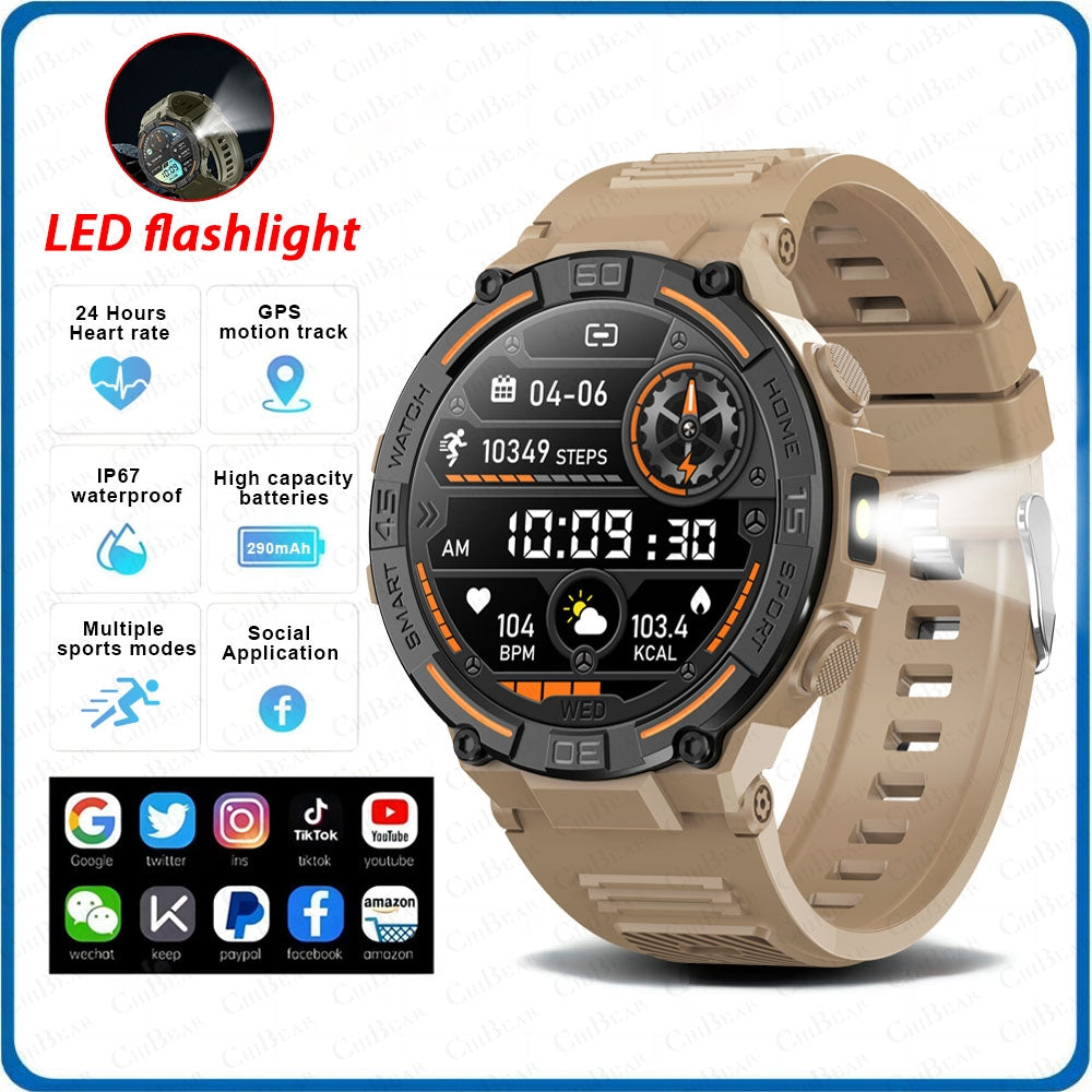 Outdoor Military Rugged Smartwatch Men GPS Sports Fitness Waterproof