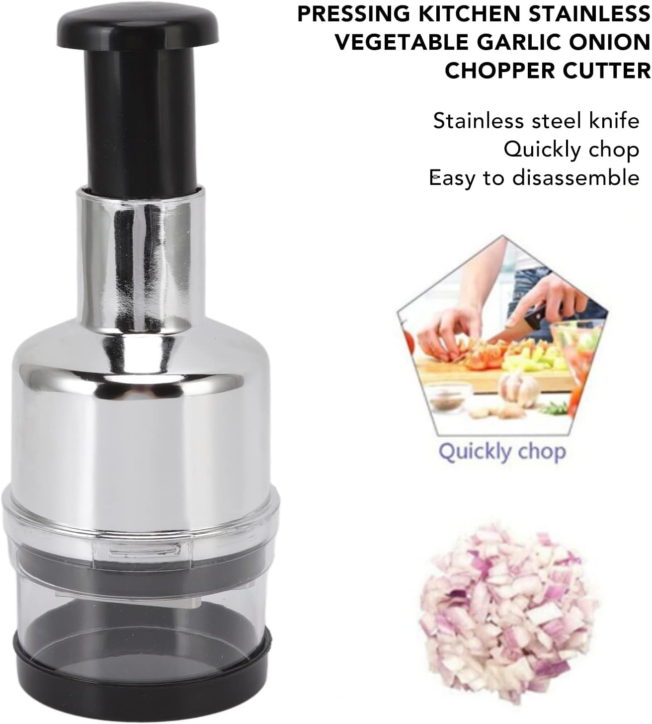 Manual Food Chopper Stainless Steel Manual Onion Chopper