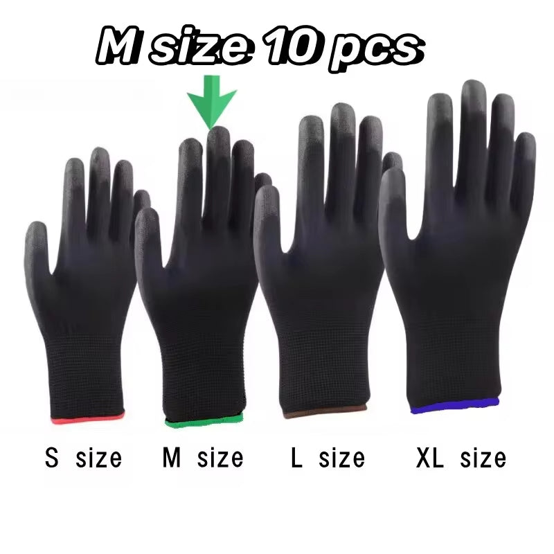 10 Pairs Durable Safety Gloves - Anti-Slip, Wear-Resistant