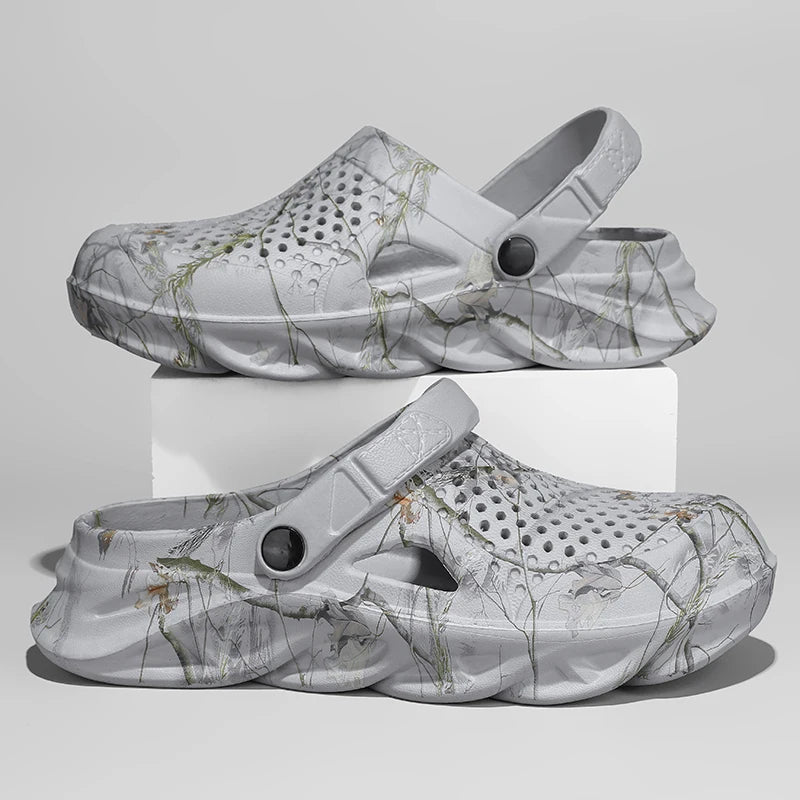 Men Summer Slippers thick Sole Mens clogs Sandals Hollow Breathable