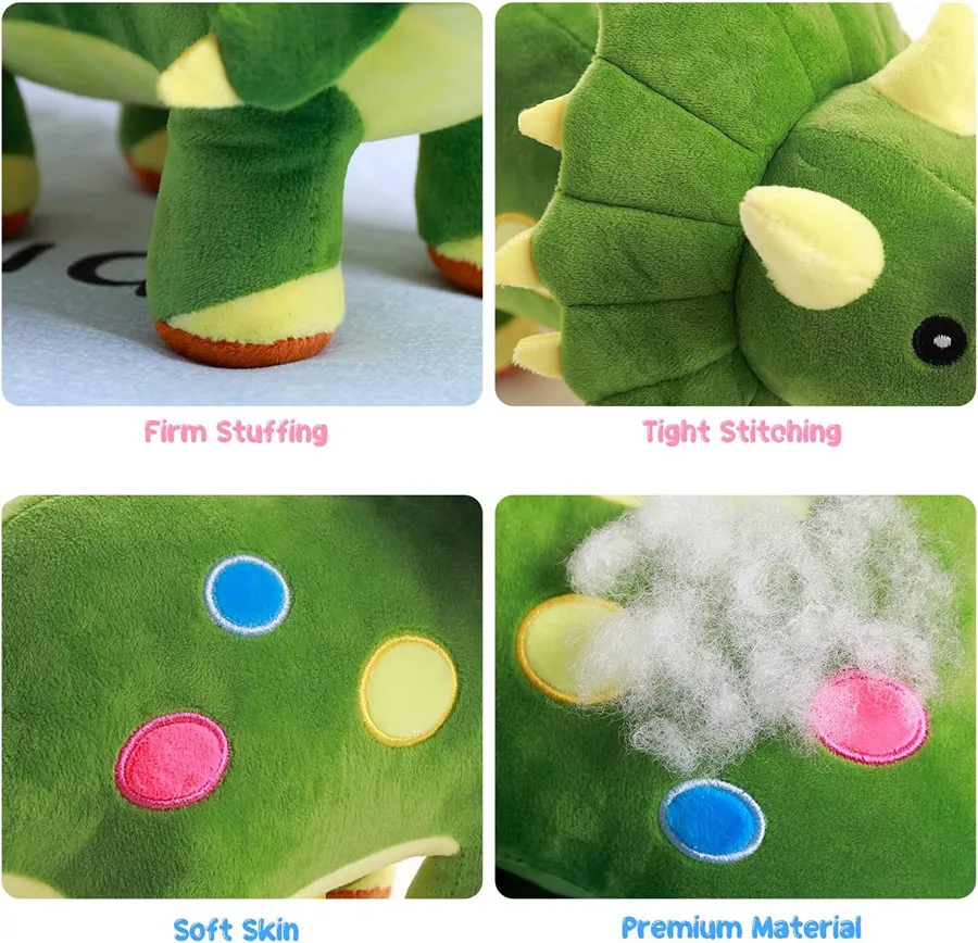 Dinosaur Plush Toy 40cm Stuffed Animal Triceratops Throw Plushie Pillow