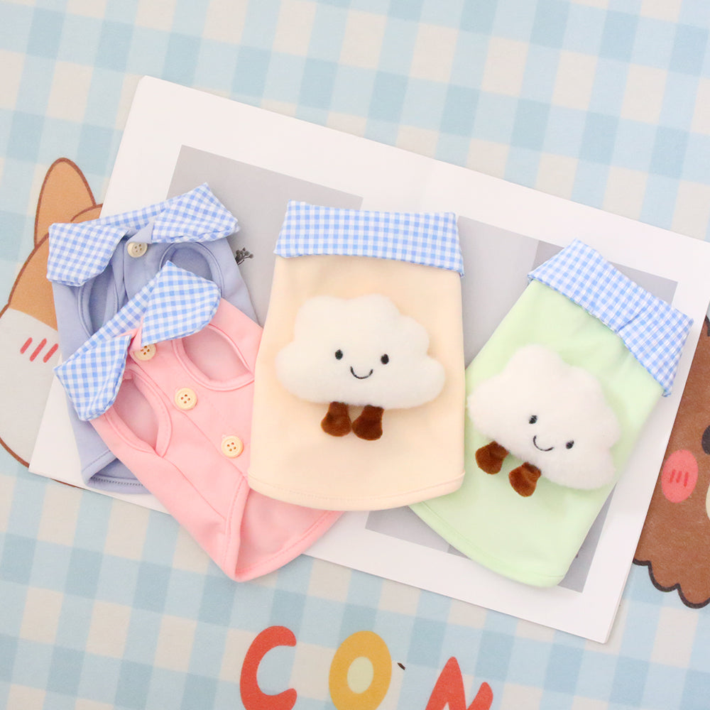 Pet Spring and Autumn Clothing Checkered Collar Polo Shirt Cute