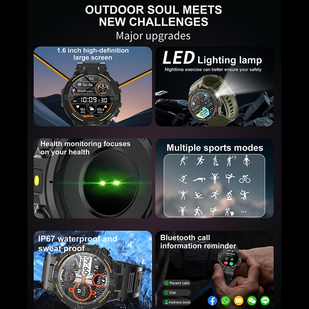 Outdoor Military Rugged Smartwatch Men GPS Sports Fitness Waterproof