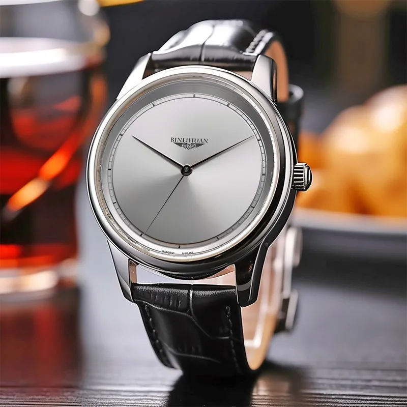 Man Wristwatch Quartz Clock Leather