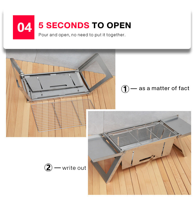 Stainless Steel Folding Barbecue Grill For Home And Outdoor