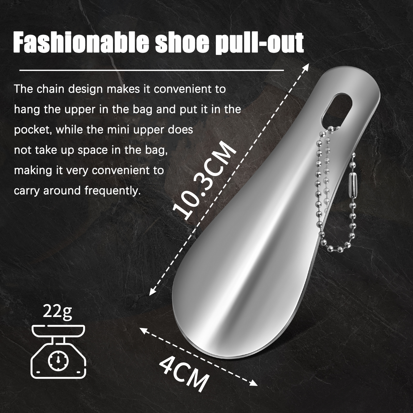 Easy Carry Mini Black Shoehorn Metal