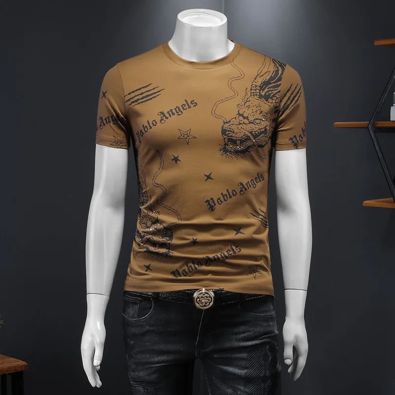 2024 Summer New Men's Short Sleeve Korean Style Slim Fit