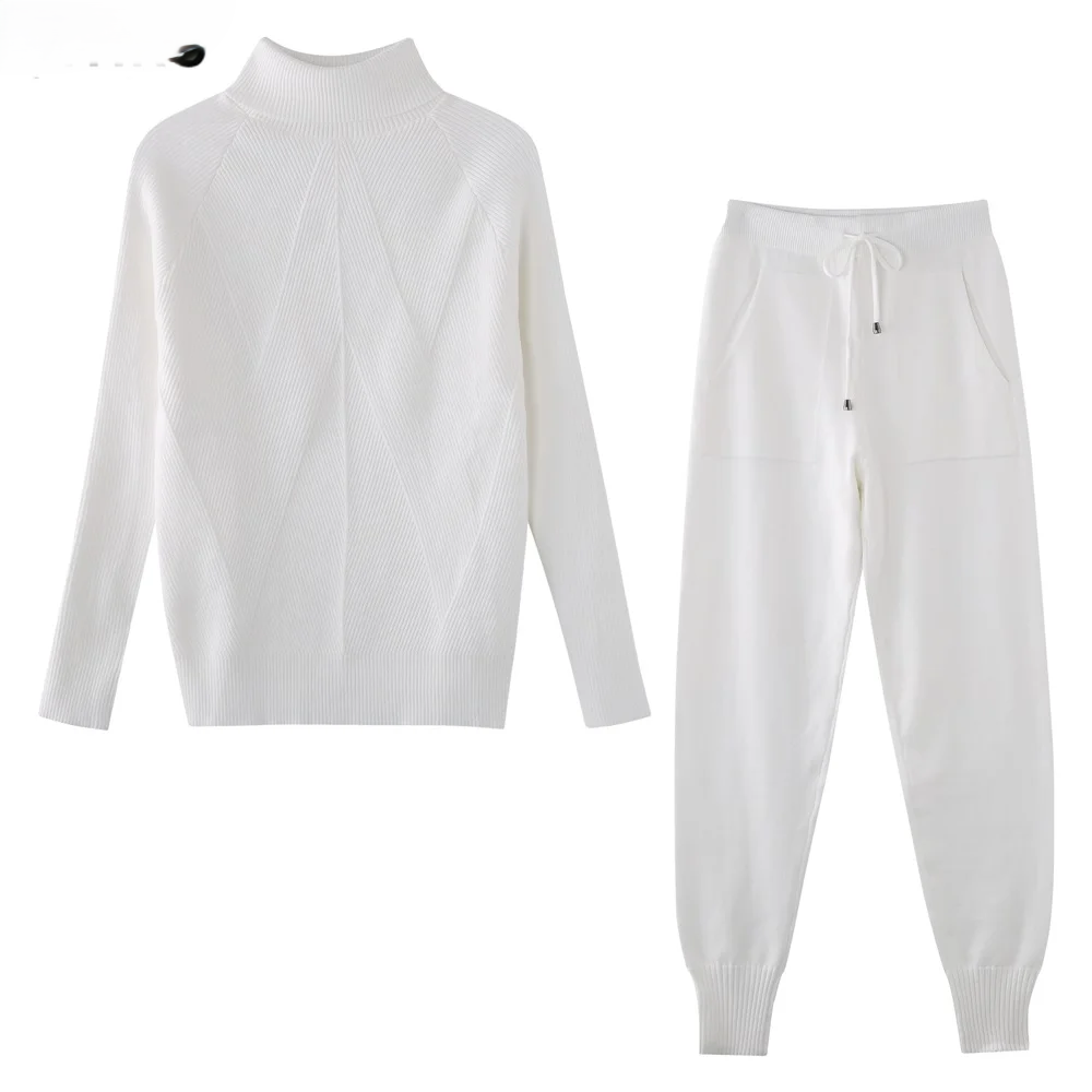 Autumn Winter Women's tracksuit Solid Color Striped