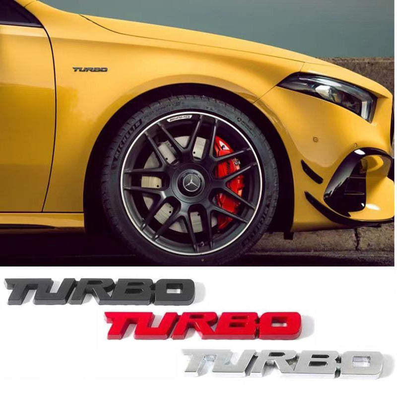 Car Sticker Turbocharged Turbo Metal Alloy 3D