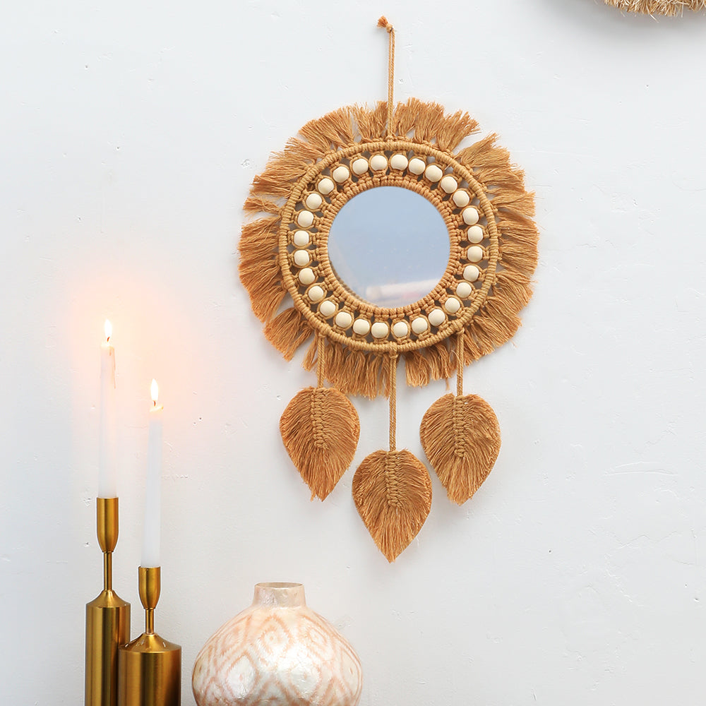 Round Wall Mirrors Room Decor Hand Woven Decorative Mirror