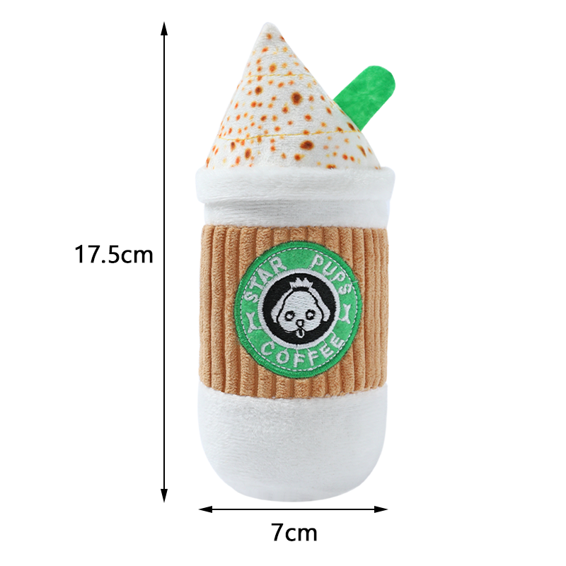 Plush Dog Toy Doughnut Pizza Shape Pet Squeaky Toys