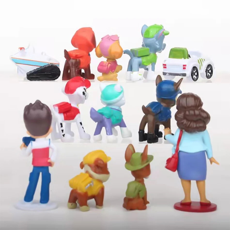 12Pcs Paw Patrol Figures Pawed Canina Anime cartoon