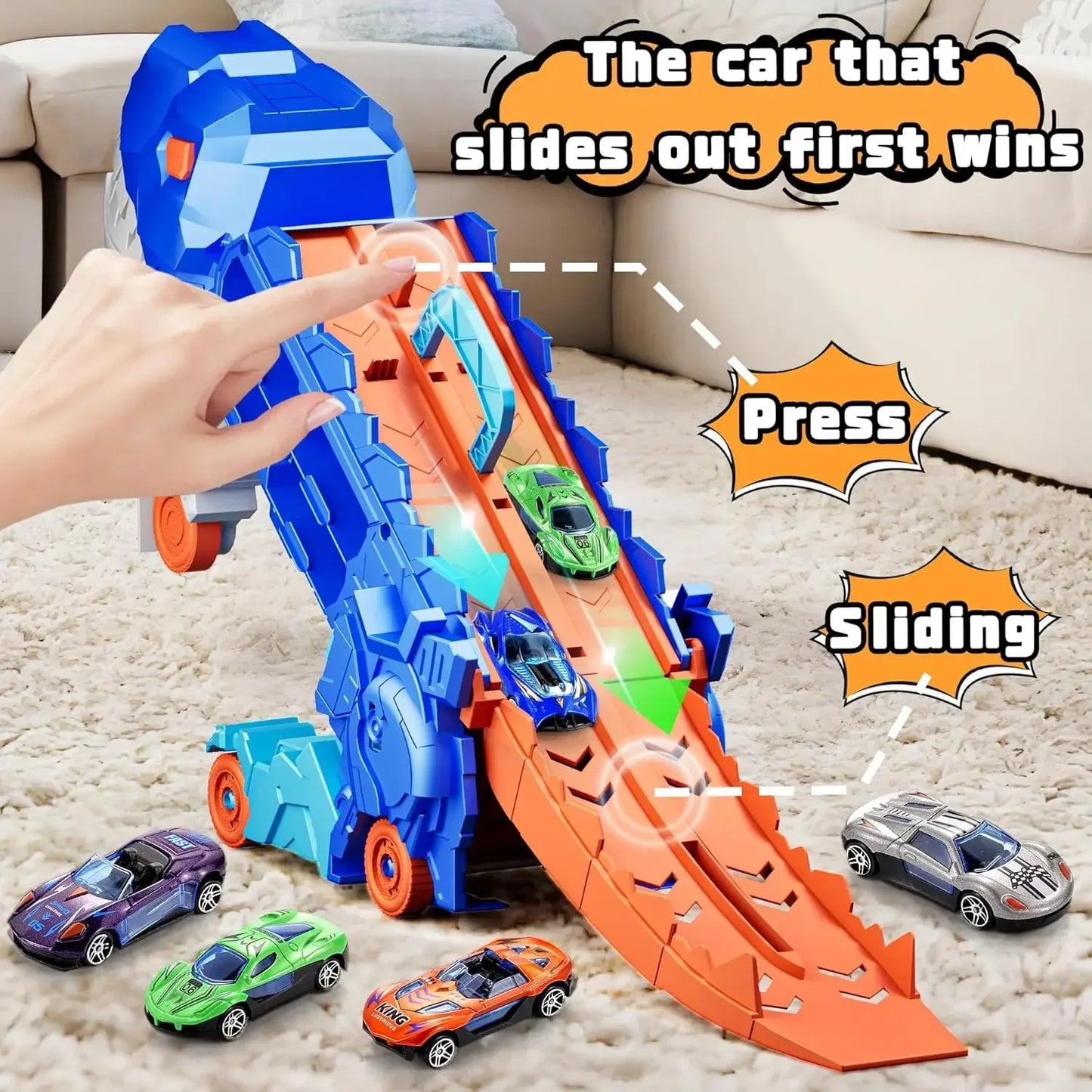 Dinosaur Transporter Truck Toys Foldable Track