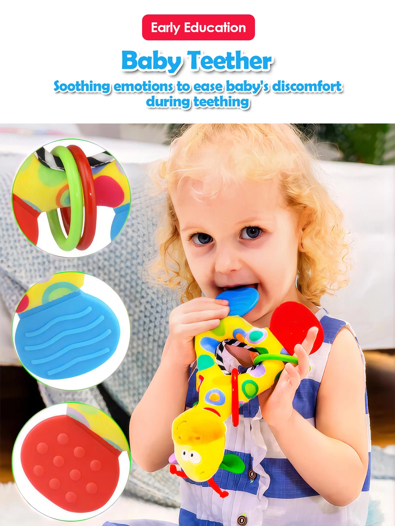 1pcs Baby Soft Rattles Animal Deer Stuffed Doll Teether Doll Cute Kids