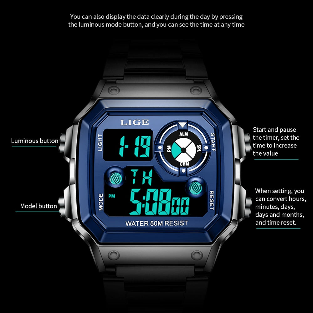 Luxury Brand Men Watch Military Digital