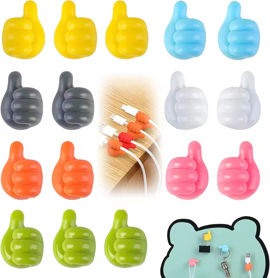 10pcs Wall Hooks Silicone Thumb Self-Adhesive Thumb
