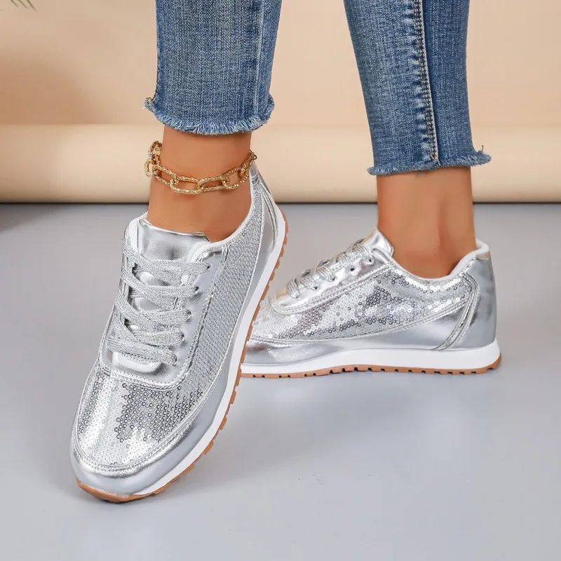 Bling Women Platform Sneakers Fashion Patchwork Glitter