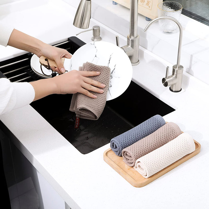 Cotton Dishcloth Ultra Soft Absorbent Kitchen Towel Household Cleaning