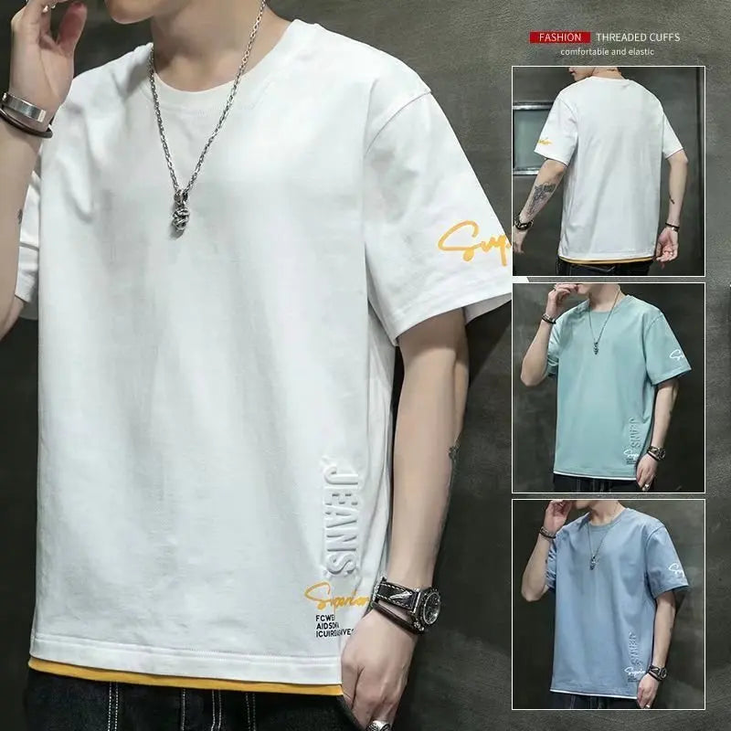 Trendy Summer Thin Youth Short Sleeve T-Shirt Round Neck