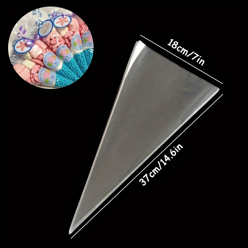 50pcs/lot Clear Cone Candy Storage Bags Cones