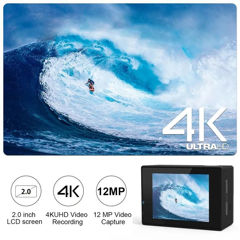 2.0" Action Camera Ultra HD 4K 30FPS WiFi Underwater Cameras