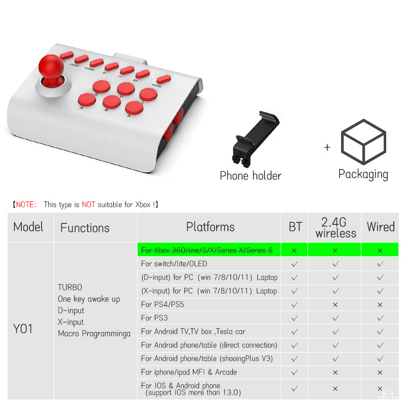 Arcade joystick Wireless Gaming Controller for PC/Android/ios/Switch/PS3/PS4 Fighting Game