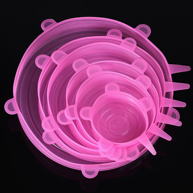 6 PCS Reusable Silicone Covers Caps Adaptable Silicone Lids