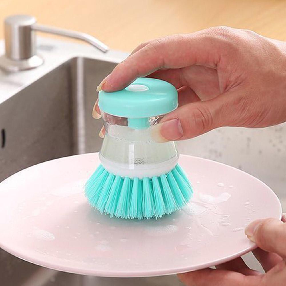 Kitchen Wash Pot Dish Brush With Automatic Soap Liquid Dispenser