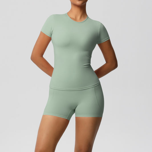 Workout Sportswear 2Pcs Piece Female Yoga Shirt