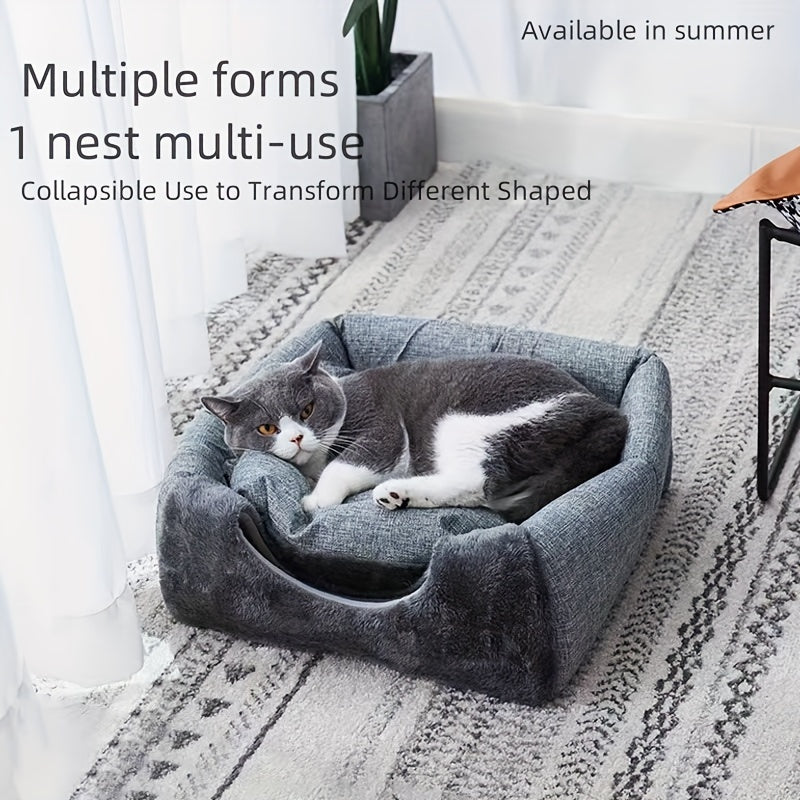 1pc Cozy Semi-enclosed Cat Bed
