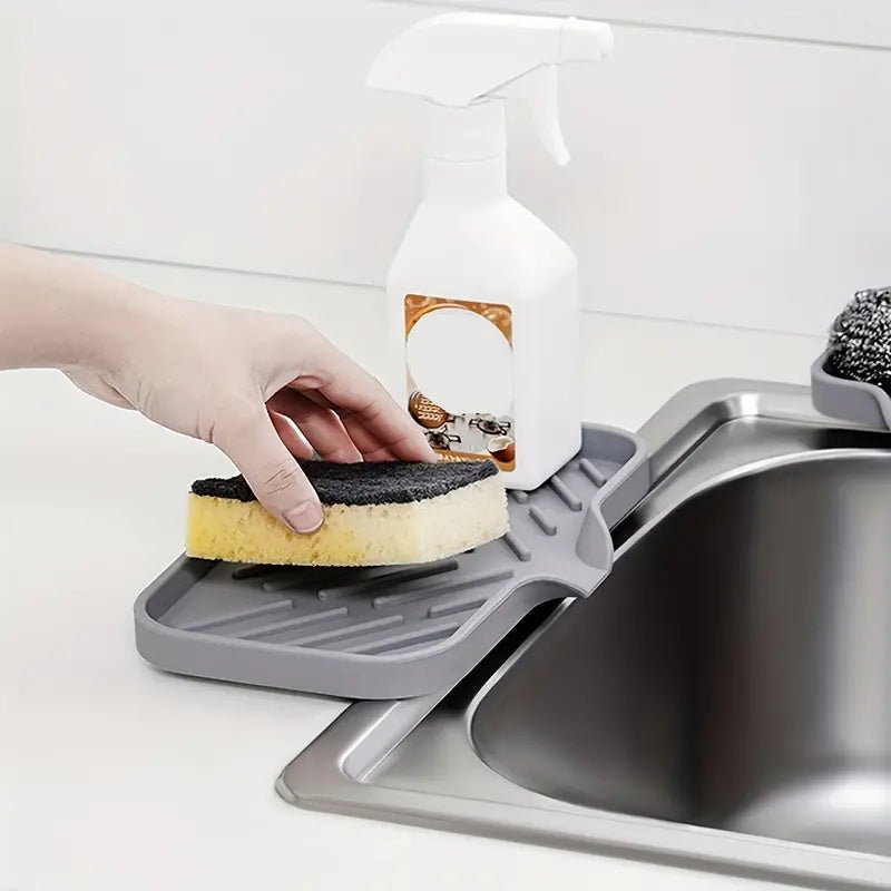 Sink Silicone Tray With Drain Soap Sponge Storage Holder