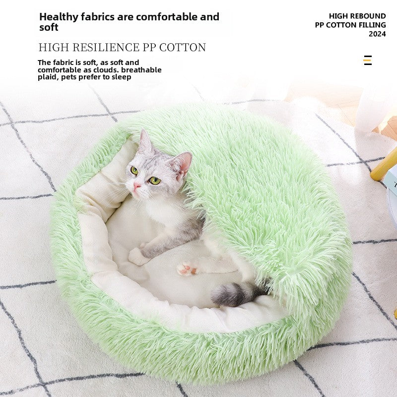 Winter warm shell semi-enclosed cat litter pet cat bed semi-enclosed