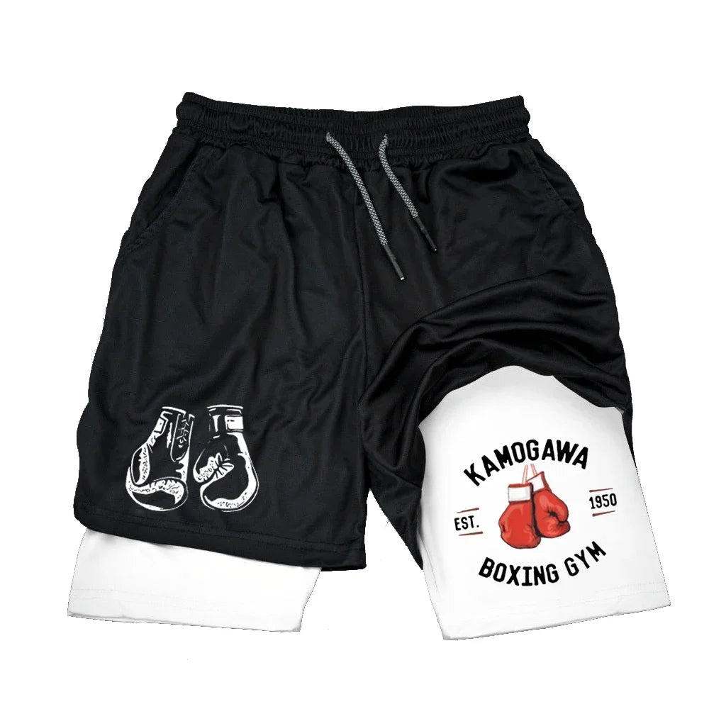Men's compression gym shorts, boxing printed sports pant