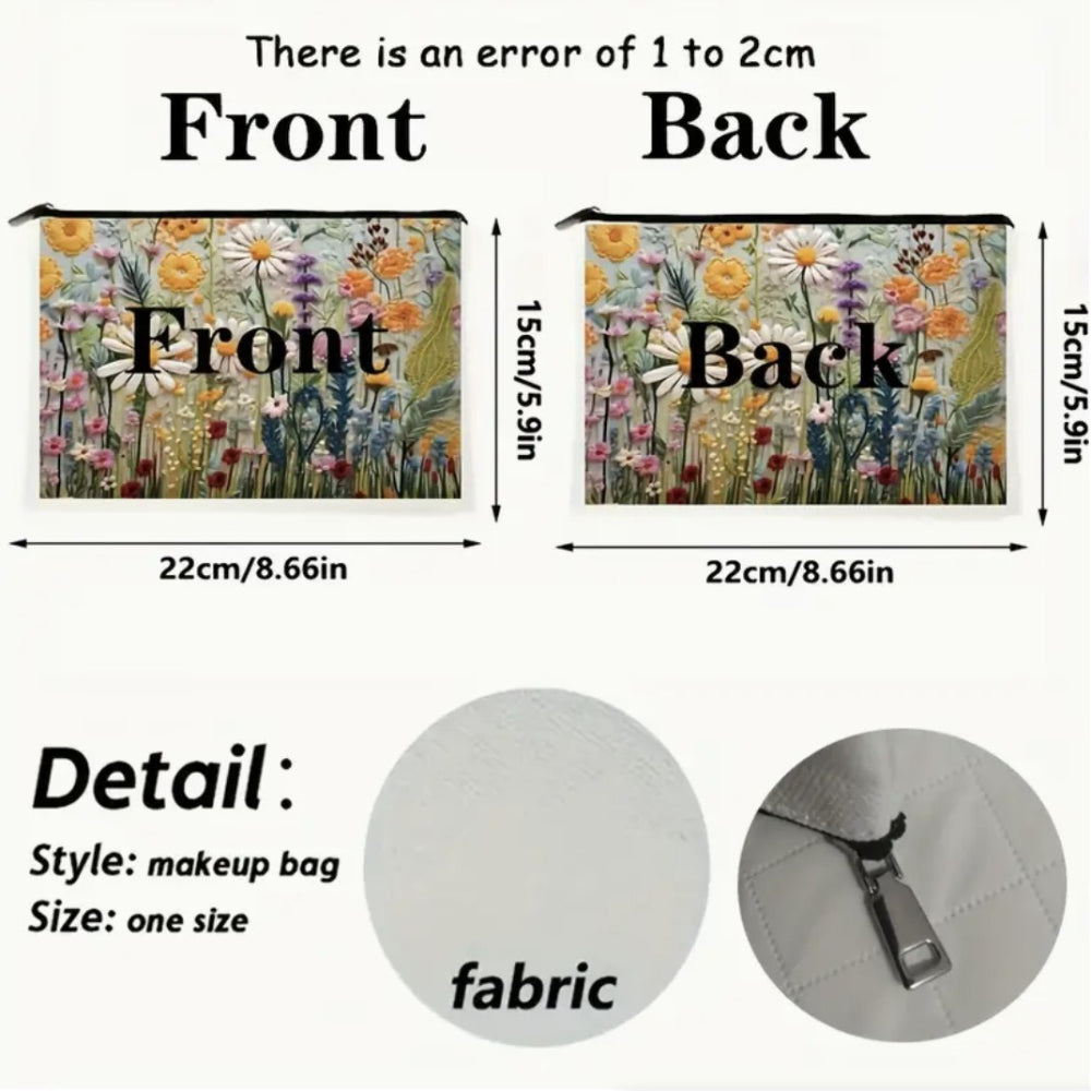 Large Capacity Floral Double-sided Printed Makeup Pouch