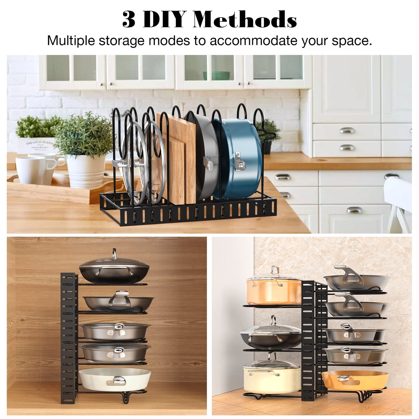 Pot Rack Organizer Under Cabinet,8 Tier Adjustable Pot Organizer