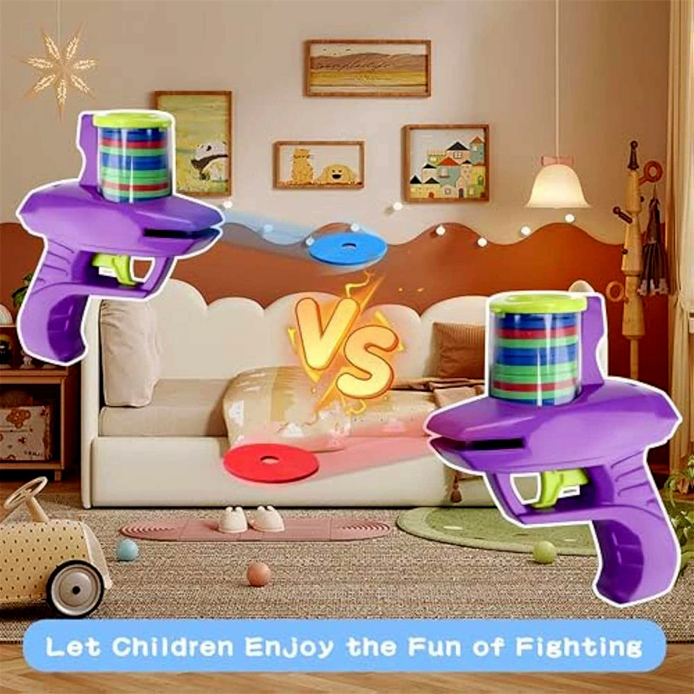 Kids Outdoor Game Foam Disc Gun Toy Flying Disc
