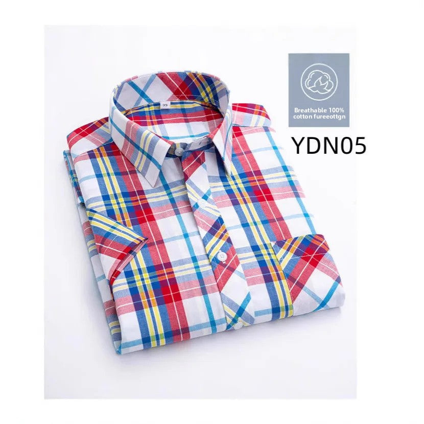 Men's Summer Thin Pure Cotton Short Sleeve Casual Shirt Fashion