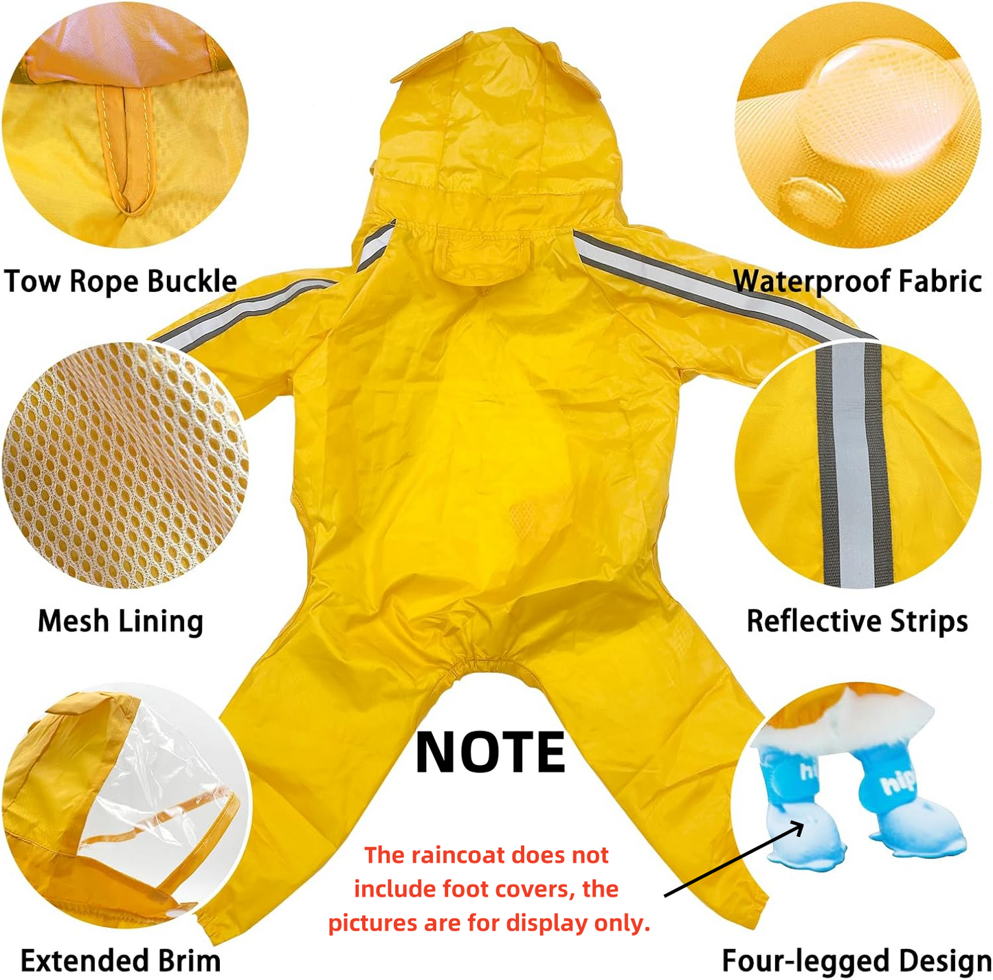 Pet Dog Raincoat Waterproof Reflective Rain Coat Cute Bear Shape Dog