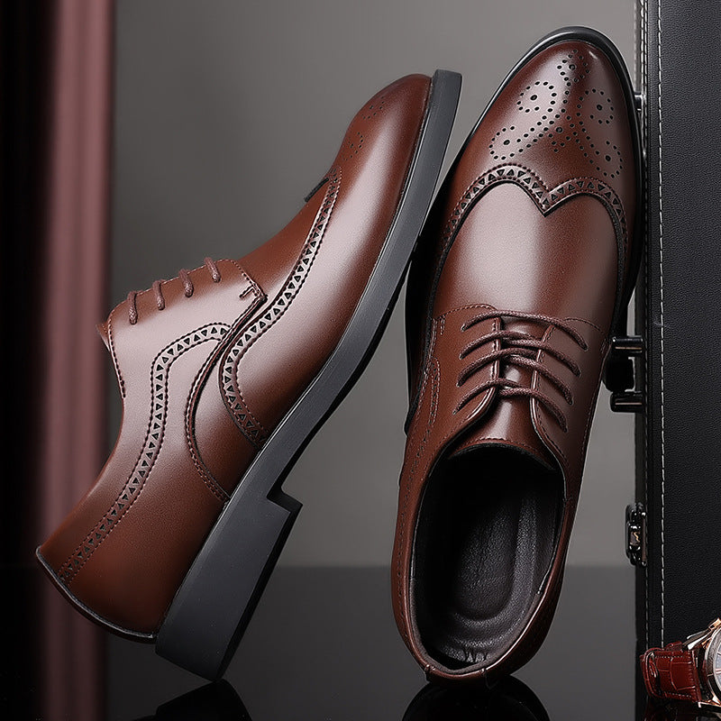 Men Classic Retro Brogues Men Lace Up Business Leather Shoes