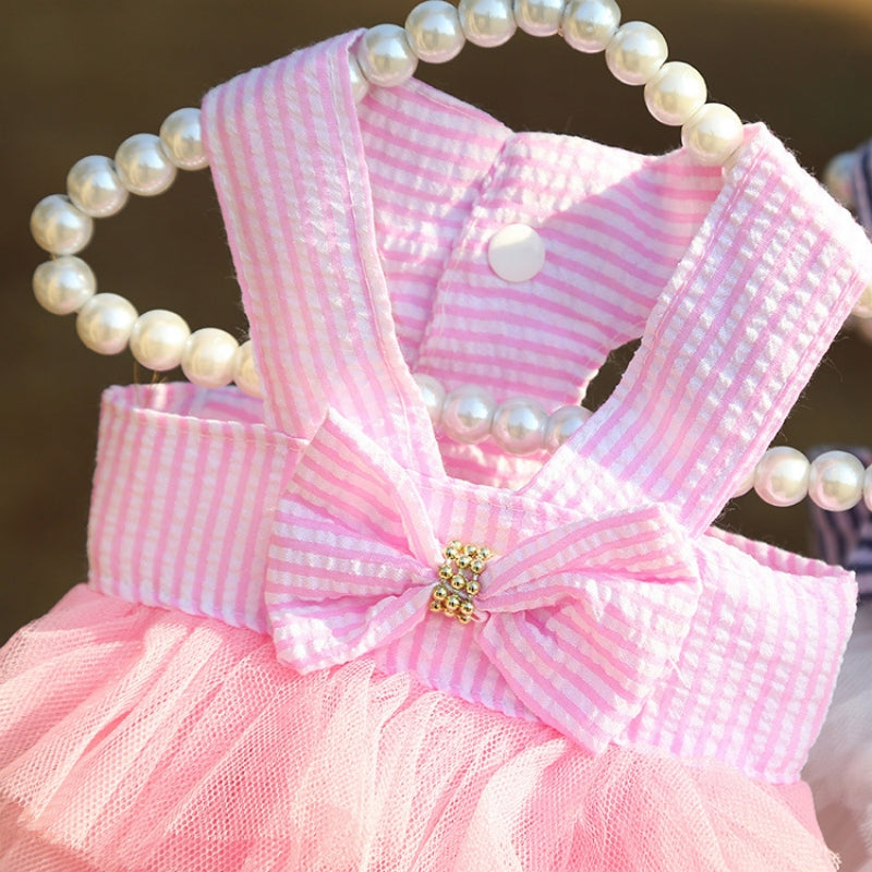 Dog Summer Dress Cat Lace Skirt Pet Clothing Chihuahua Stripe Skirt Puppy