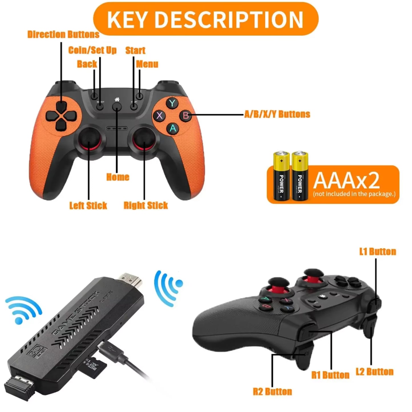 X2 Ultra Video Game Stick Console Or ONLY 2.4G Double Wireless Controller