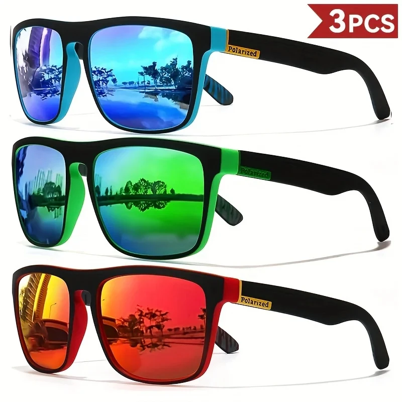 3PCS Fantasy cool classic polarized square fashion glasses for men