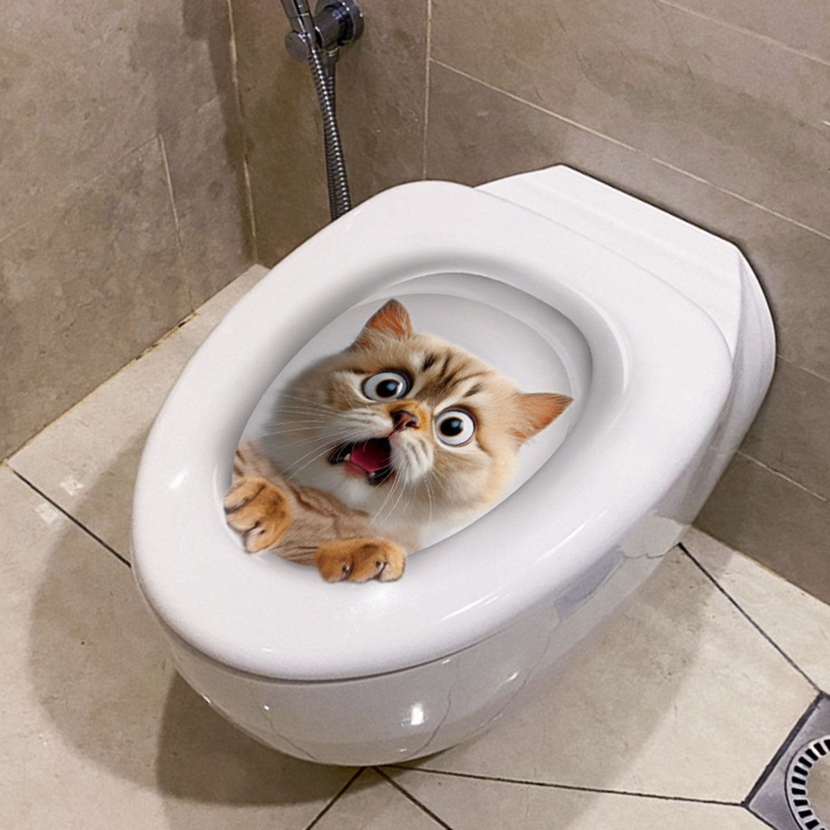 1pc Scary Cat Toilet Sticker
