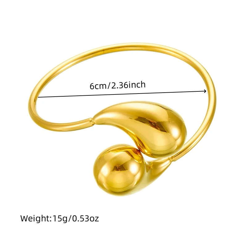 316L Stainless Steel Golden Droplet Shape Necklace Bracelet Earrings Suit