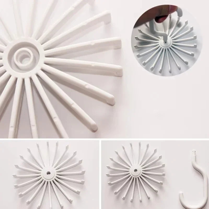 360 Degree Rotatable Tie Rack Scarf Organizer Silk Scarf Hanger