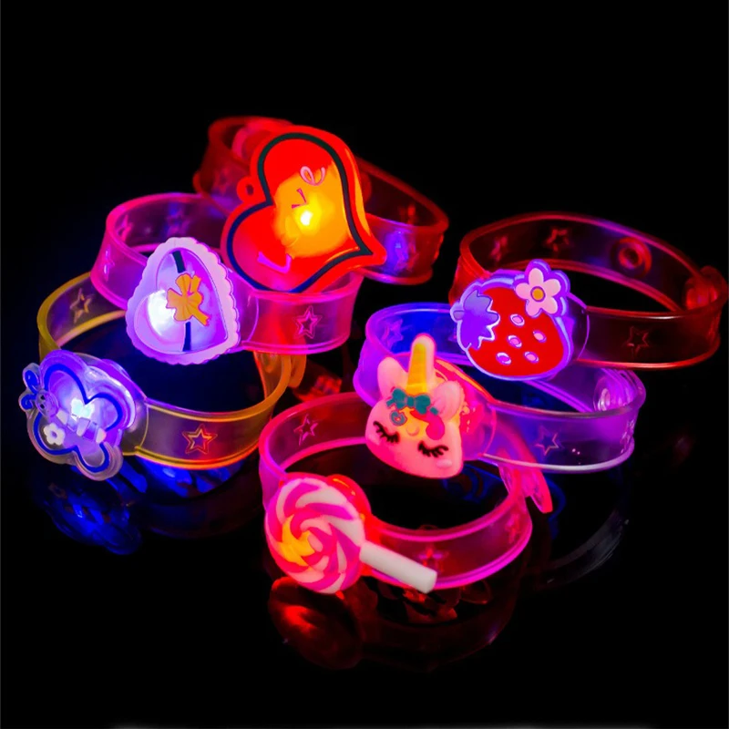 6 Pcs Flashing Luminous Bracelet Light Cartoon Creative Watch Kids
