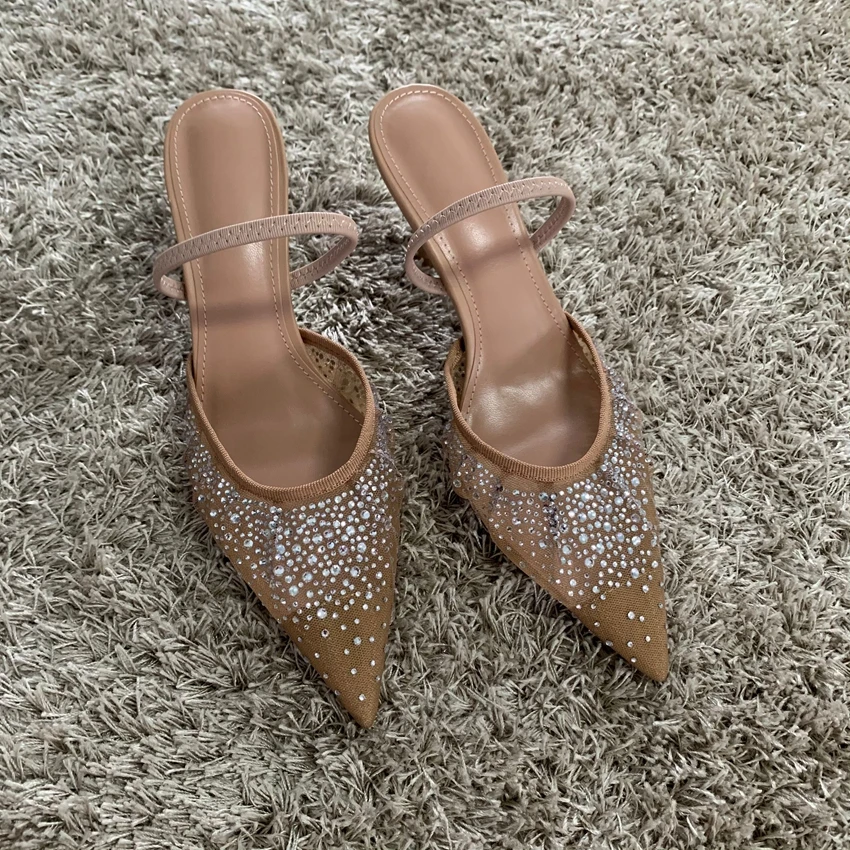 Women's Sandals Rhinestone Bright Mesh High Heels