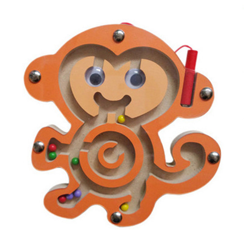 Children Wooden Educational Montessori Toys Magnetic Maze Handwriting Pen