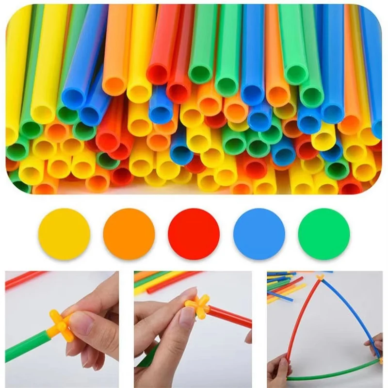 100 Pcs Straw Block Assembly Creative Toy Magic Smart Stick